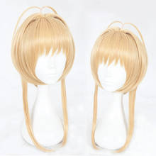 Cardcaptor-peruca feminina kinomoto sakura, peruca para cosplay, cabelo sintético, resistente ao calor, amarela, 40cm 2024 - compre barato