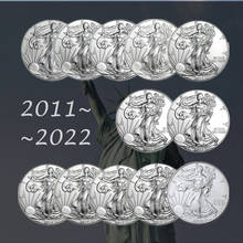 11 pçs 2011-2021 estados unidos da liberdade águia desafio conjunto de moedas de prata fina colecionáveis américa moeda presente moedas comemorativas 2024 - compre barato