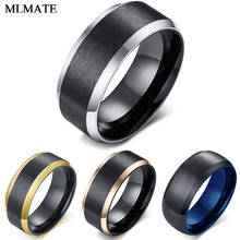 Anel de casamento clássico masculino de 8mm, anéis de aço inoxidável para mulheres 2024 - compre barato
