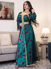Имитация двух частей Abaya с цветочным принтом, черное Сетчатое Макси-Платье, Аппликации, женская мода, Дубайский турецкий Халат 2024 - купить недорого