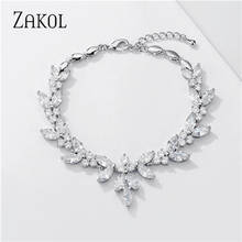 ZAKOL-Pulseras ajustables de hoja de circonia cúbica blanca para mujer, joyería de moda para boda y fiesta, novedad de 2020 2024 - compra barato