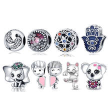 Hot Sale 100% Real 925 Sterling Silver Boy Girl Coffee beads Charms Fit Original Bracelet&Bangle Making Fashion DIY Jewelry 2024 - buy cheap