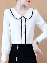 spring women white chiffon blouse shirt Long Sleeve Doll collar blouse women blusas mujer de moda 2022 women tops blouses A146 2024 - buy cheap