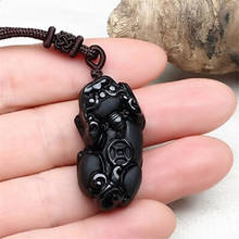 Natural Obsidian Necklace net red chain with Obsidian pendant for men and women 2024 - buy cheap