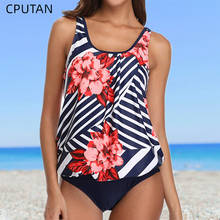 CPUTAN-bañador Tankini de talla grande para mujer, ropa de playa con estampado, traje de baño de cintura media, S-3XL, 2021 2024 - compra barato