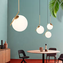 Современные светодиодные датские скандинавские круглые стеклянные шаровые подвесные светильники E27 подвесной светильник для гостиной спальни столовой 2024 - купить недорого