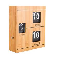 Bamboo Wood Flip Clock Automatic Creative Table Desk Clock Living Room Retro Table Watch Clocks Office Horloge Home Decor Gift 2024 - buy cheap