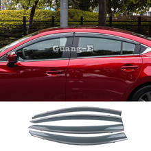 Cuerpo del coche palo ventana de plástico Visor de viento lluvia/protector de sol para ventilación moldura 4 Uds para Mazda6 Mazda 6 Atenza 2017 2018 2019 2024 - compra barato