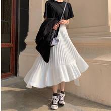 Новое поступление осени 2021, милая плиссированная шифоновая юбка неправильной формы в Корейском стиле, элегантные черные юбки, бесплатная доставка 2024 - купить недорого