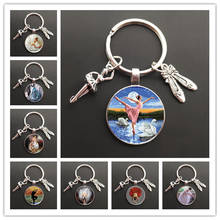 Dancing Girl Ballet gymnastics actions Round glass cabochon keychain Bag Car key chain Ring Holder Charms keychains for gift 2024 - buy cheap