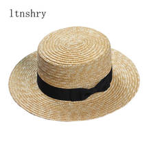 New Summer Women's Boater Beach Hat Wide side Female Casual Panama Hat Lady Classic Flat Bowknot Straw Sun Hat Women Fedora 2024 - купить недорого