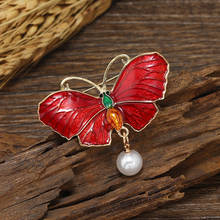 Muylinda-Pin de esmalte con forma de mariposa para mujer, broches coloridos Vintage, alfileres de perlas, accesorios de Clip para ropa y bufanda 2024 - compra barato