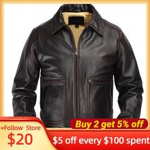 2022 Vintage Brown USAF Pilot Leather Jacket Men Plus Size XXXL Genuine Natural Cowhide Spring Military Style Aviator Coat 2024 - buy cheap