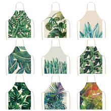 Women Men Aprons Tropical Monstera Flower Cotton Linen Aprons for Kitchen Home Cooking Baking Cleaning Accessories 2024 - buy cheap