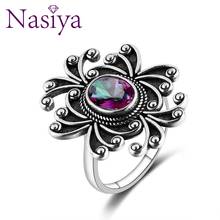 Nasiya Vintage Style Rings With Created Rainbow Topaz For Women Silver Gemstone Jewelry For Party Wedding Birthday Gift 2024 - buy cheap