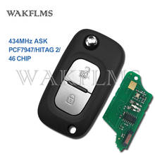2 Buttons 434MHz Car Remote Flip Key Renault Clio 3 Megane 3 Scenic 3 Fluence Twingo PCF7947 / HITAG 2 / 46 CHIP 2024 - buy cheap