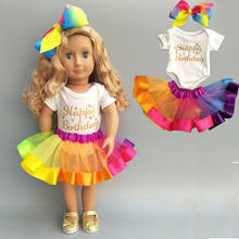 Ropa de muñeca para bebé de 18 pulgadas, falda de tutú de arcoíris para muñeca americana de 18 pulgadas, corona, varita mágica, accesorios para muñeca 2024 - compra barato
