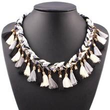 New Arrival Design Fashion Brand Cotton Necklace Rope Braided Tassel Pendant Choker Women Necklace Jewelry Wholesale 2024 - buy cheap