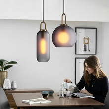 Luminária pendente vintage de led, cinza escuro, vidro transparente, lâmpada de suspensão, para sala de estar, restaurante, inclui lâmpada e27 2024 - compre barato