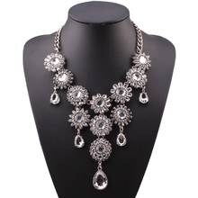 2021 moda novo design colares de cristal flor colar de declaração pingente chunky colar feminino jóias por atacado 2024 - compre barato