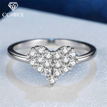 CC S925-anillos de Color plata para mujer, joyería nupcial de compromiso de boda romántica con corazón de circonia cúbica, propuesta de temperamento, CC1605 2024 - compra barato