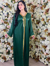 Vestido largo holgado de satén para mujer, Jalabiya Vestido largo de Dubái, árabe, saudita, Gulf, Omán, étnico musulmán, Abaya, para fiesta de noche, caftán marroquí 2024 - compra barato