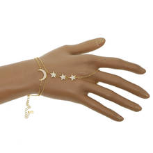 925 Sterling Silver Gold Color Wristlet Link Chain Bezel Cz Infinity Star Moon Charm Hand Slave Bracelet Jewelry for Women 2024 - buy cheap