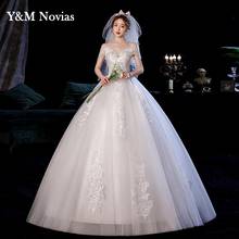 Novo vestido de casamento chinês elegante, vestido de noiva com apliques longos bordados, roupa de casamento com renda, princesa plus szie 2024 - compre barato