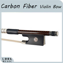 4/4 Violin Bow Well-balanced Carbon Fiber Red Silk Braided Round Stick Ebony Frog Real Mongolia Horsehair Fiddle Bow 2024 - buy cheap