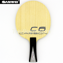 Sanwei c6 ld carbono ténis de mesa lâmina raquete (koto + balsa carbono fora) original sanwei C-6 ping pong bat paddle 2024 - compre barato