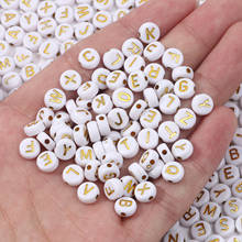 100/200/300/500PCs Mixed white and gold Acrylic Alphabet/Letter Round Beads For Jewelry Making diy Handmade Bracelet Necklace 2024 - buy cheap