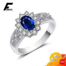 Elegant Charm Rings Silver 925 Jewelry Oval Sapphire Zircon Gemstones Finger Ring Accessories for Women Wedding Engagement Party 2024 - buy cheap