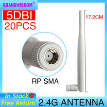20 pçs 2.4 ghz antena wi-fi 5dbi antena RP-SMA conector macho 2.4 ghz antena wi fi para roteador sem fio wi-fi impulsionador 2024 - compre barato