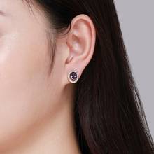 Cute Oval Purple CZ Accent Zircon Stones Stud Earrings For Women Girls Brass W Gold Color Jewelry Kolczyki Aros Aretes Korean 2024 - buy cheap