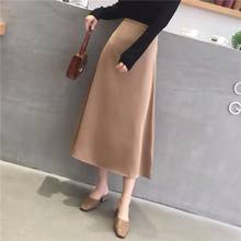 Summer Silk Midi Skirts Womens Korean England Style Satin Office Lady Simple Solid Elegant Faldas Mujer Moda Long Skirts Womens 2024 - buy cheap