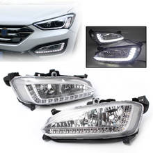 Luz de señal de giro del parachoques delantero del coche, faro LED DRL antiniebla de circulación diurna, izquierda + derecha, 2 uds., para Hyundai Santa Fe IX45 2013 2014 2015 2024 - compra barato