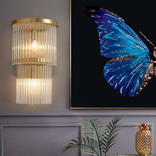 Luminária de parede led dourada, candelabro moderno para iluminação interna, luminária de parede em vidro 2024 - compre barato