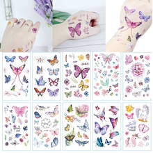 10pcs Kids Temporary Tattoos Colorful Butterfly Fake Tattoo Sticker Tatoo Waterproof Tatto Art Hand Foot Tattoo for Girl Women 2024 - купить недорого