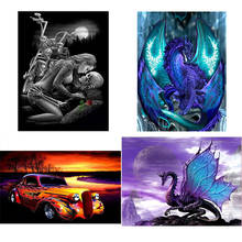 DIY 5D Diamond Painting Cartoon Motorcycle & Dinosaur Diamond Embroidery Full Round Mosaic Rhinestones Cross Stitch Home Decor 2024 - buy cheap