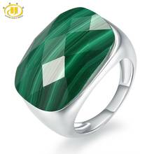 Hutang Malachite Engagement Rings Checkerboard Cut Natural Gemstone Solid 925 Sterling Silver Ring Men Women Fine Stone Jewelry 2024 - купить недорого
