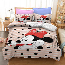 Bonito amor mickey minnie mouse 3d jogo de cama disney duvent capa colcha roupas crianças adulto quarto presente 2024 - compre barato