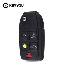 KEYYOU 10 шт 5 кнопки дистанционного флип ключа автомобиля в виде ракушки для Volvo XC70 XC90 V50 V70 S40 V40 V90 C70 S60 S80 S70 складной ключ автомобиля чехол 2024 - купить недорого