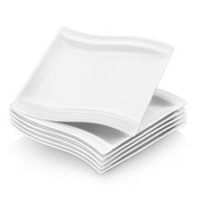 MALACASA Flora 6-pieces 8.25-Inch White Porcelain Platter Square Dessert Plates Ceramic Breakfast Kitchen Dish Fruit Snack Plate 2024 - buy cheap