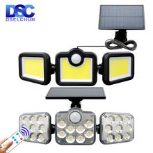 LED Solar Lights Outdoor 3 Head Motion Sensor Patio Lights IP65 Waterproof 3 Modes with Remote Control Wall Lamp Garden Light 2024 - buy cheap