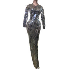 Luxury Sequin Design Bright Full Mirrors Long Dress Women Evening Birthday Dresses Singer Costume Prom Celebrate Bling Dresses 2024 - buy cheap