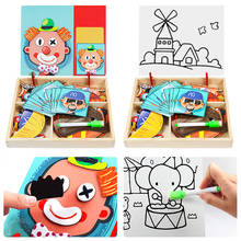 Early Education Magnetic Puzzle Cognitive Pairing Beneficial Intelligence Magnetic Paste Face Features Wooden Toys 2024 - buy cheap