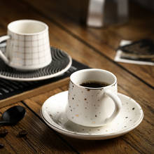 Juego de tazas de café Espresso de 80ml, Mini platillo cuadrado de cerámica europea, taza de té de la tarde americana, cuchara, juego de seis piezas 2024 - compra barato
