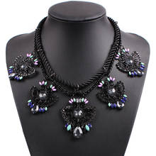 New Fashion Design Bib Black Rope Chain Chunky Statement Crystal Resin Pendant Necklace for Girls Party Jewelry Wholesale 2024 - buy cheap