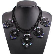 Collar con colgante de resina de cristal para niña, cadena gruesa de cuerda negra con diseño de moda, joyería de fiesta, novedad 2024 - compra barato