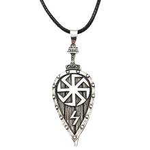 Collar con colgante de escudo eslavo con símbolo de Kolovrat Nostalgia para hombres y mujeres, amuleto talismán 2024 - compra barato